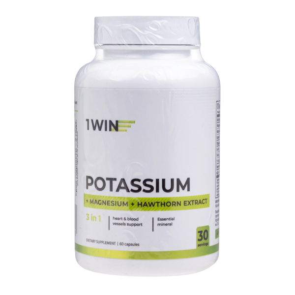 1WIN Калий+магний+экстракт боярышника / Potassium+magnesium+hawthorn extract капсулы массой 860 мг 60 шт