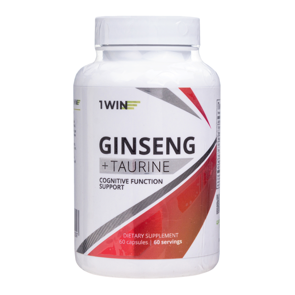 1WIN Женьшень + таурин / Ginseng + taurine капсулы массой 675 мг 60 шт
