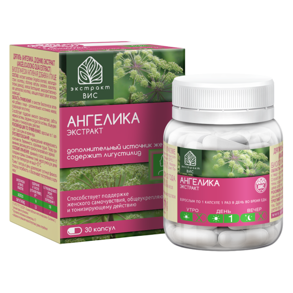 Ангелика (Дягиль,Дудник) экстракт ВИС/Angelica/DONG QUAI Extract капсулы массой 0,73 г 30 шт