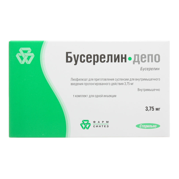 Бусерелин-депо лиофилизат д/приг суспензии для в/м введ пролонг действия 3,75 мг фл 1 шт