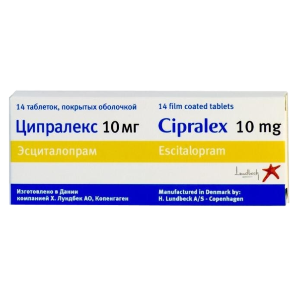 Ципралекс таблетки покрытпленоб 10 мг 14 шт