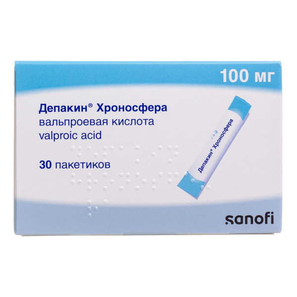 Депакин Хроносфера гранулы с пролонг высвобождением 100 мг пакетики 30 шт