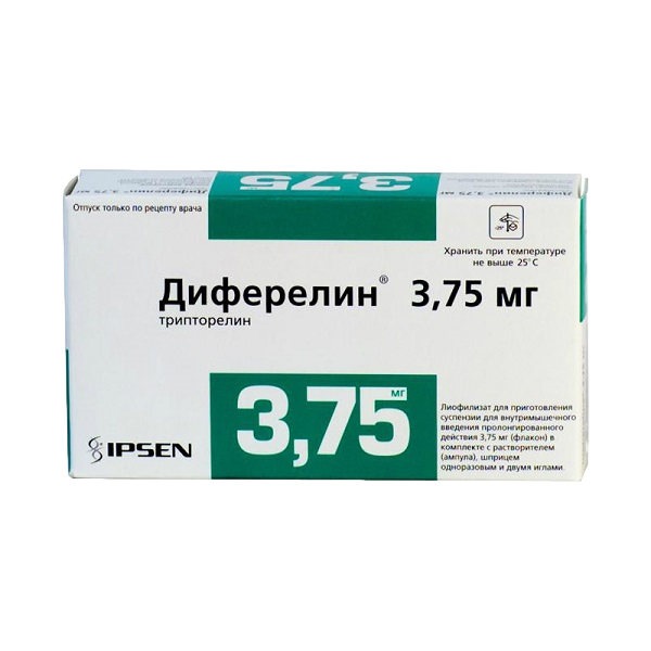 Диферелин лиофилизат д/приг суспензии для в/м введ с пролонг высвобождением 3,75 мг фл в комплекте 1 уп