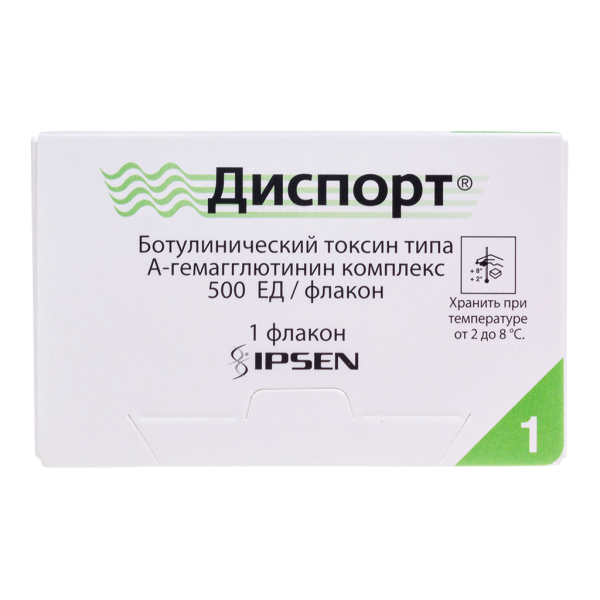 Диспорт лиофилизат д/приг раствора для инъекций 500 ед 1 шт
