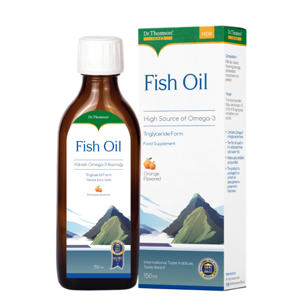 Dr Thomson Jones Fish Oil / Доктор Томсон Джонс Рыбий Жир co вкусом апельсина жидкость во флаконах по 150 мл 1 шт