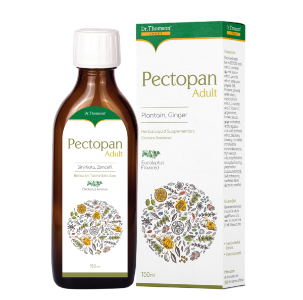 Dr Thomson Pectopan Adult / Доктор Томсон Пектопан для взрослых со вкусом эвкалипта и ежевики жидкость во флаконах по 150 мл (с мерной ложкой) 1 шт