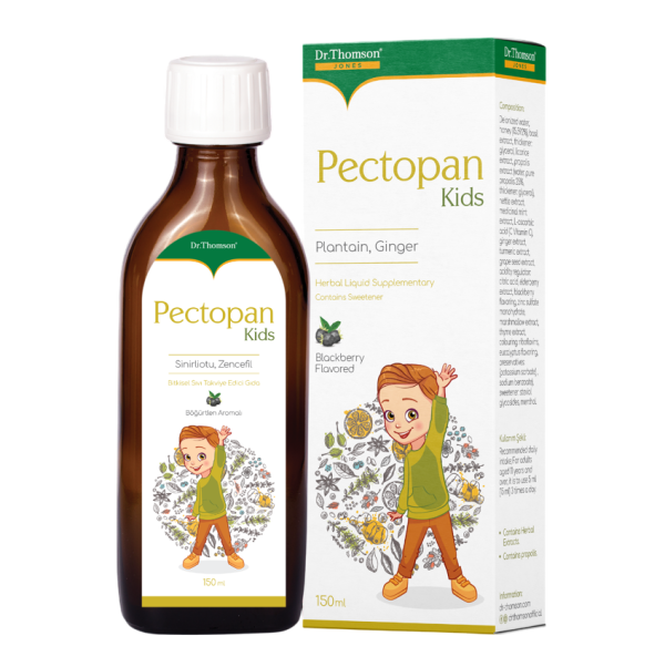 Dr Thomson Pectopan Kids / Доктор Томсон Пектопан для детей со вкусом ежевики жидкость во флаконах по 150 мл 1 шт (с мерной ложкой 5 мл)