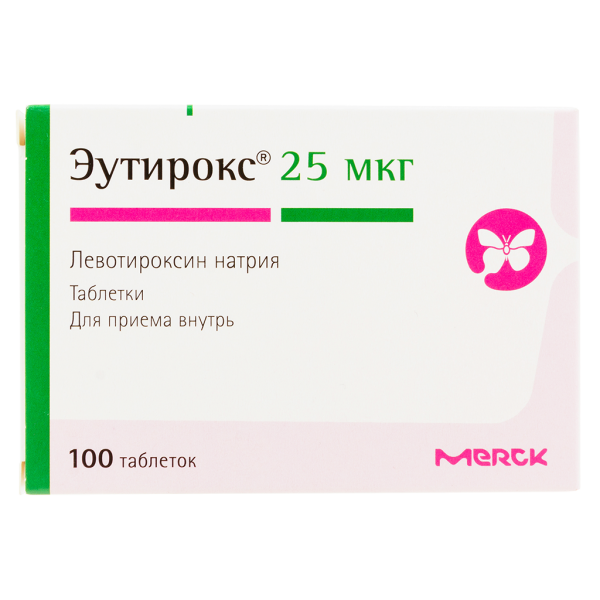 Эутирокс таблетки 25 мкг 100 шт