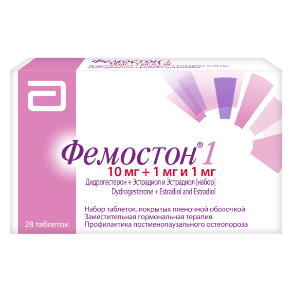 Фемостон 1 таблетки покрытпленоб 10 мг+1 мг и 1 мг 28 шт