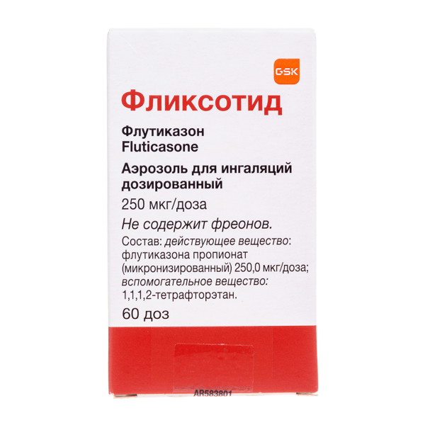 Фликсотид аэрозоль для ингаляций дозированный 250 мкг/доза 60 доз 1 шт
