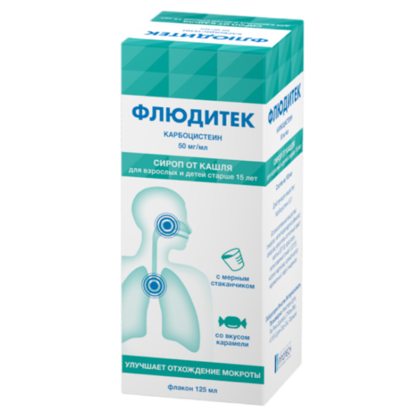 Флюдитек сироп 50 мг/мл 125 мл 1 шт
