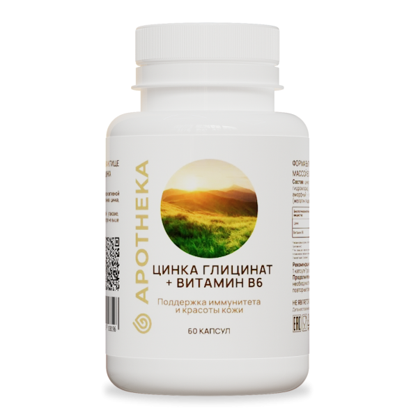 Gold'n Apotheka Zinc Glycinate+Vitamin B6/Голдн Апотека Цинка Глицинат+Витамин В6 капсулы массой 830 мг 60 шт