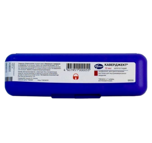 Каверджект лиофилизат д/приг р-ра для в/кавернозного введ 10 мкг 1 шт+(р-ль 1 мл в шприце)