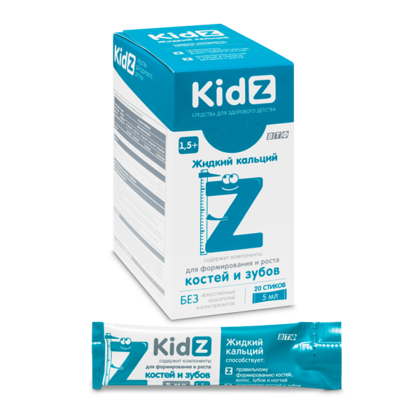 Кидз (Kidz) Жидкий кальций 3+ стик по 5 мл 20 шт