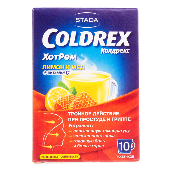 Колдрекс ХотРем порошок д/приг раствора для приема внутрь мед и лимон 5 г пак 10 шт