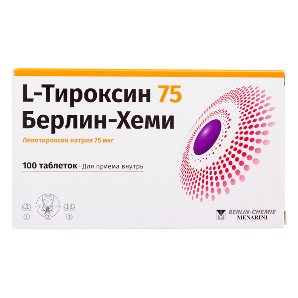 L-Тироксин 75 Берлин-Хеми таблетки 75 мкг 100 шт