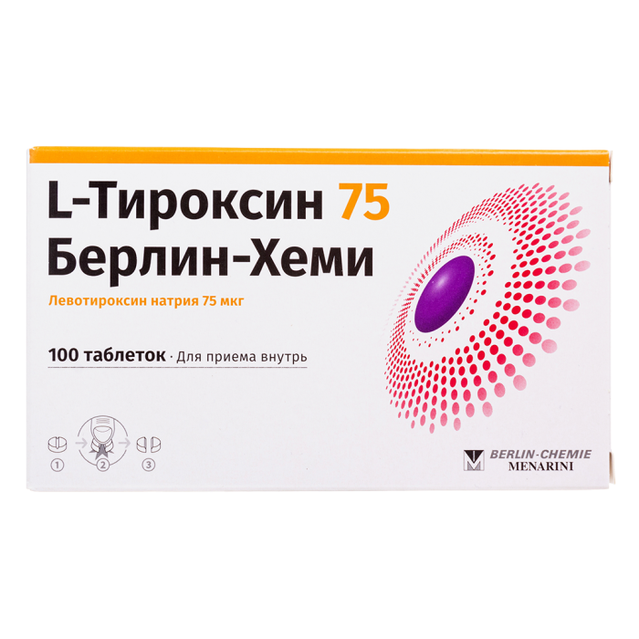 L-Тироксин 75 Берлин-Хеми таблетки 75 мкг 100 шт