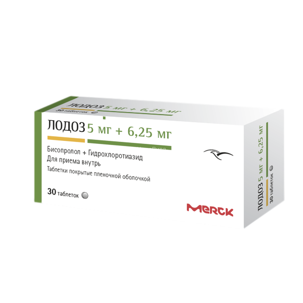 Лодоз таблетки покрытпленоб 5 мг+6,25 мг 30 шт