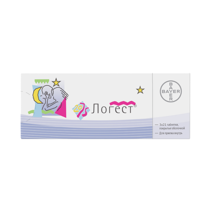 Логест таблетки покрытоб 75 мкг+20 мкг 63 шт