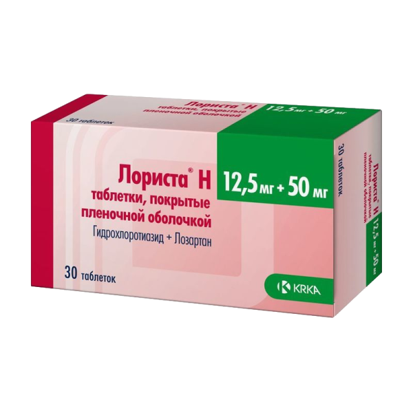 Лориста Н таблетки покрытпленоб12,5 мг+50 мг 30 шт