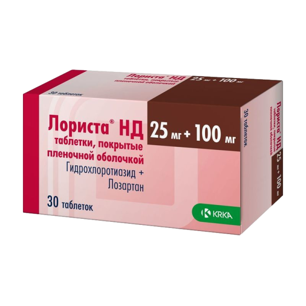 Лориста НД таблетки покрытпленоб 25 мг+100 мг 30 шт
