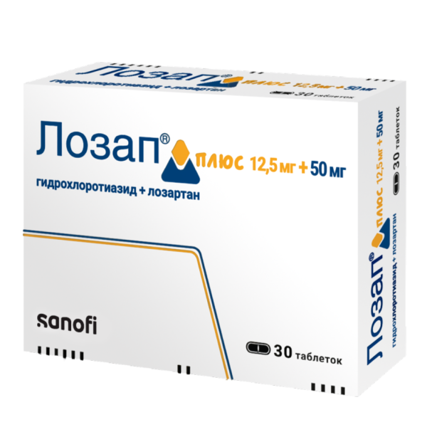 Лозап Плюс таблетки покрытпленоб 12,5 мг+50 мг 30 шт
