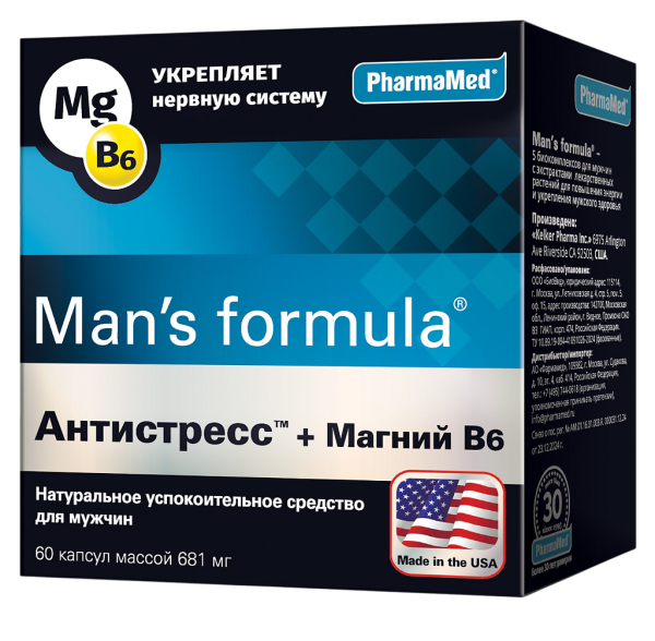 Man's formula / Менс формула Антистресс+Магний B6 капсулы массой 681 мг 60 шт