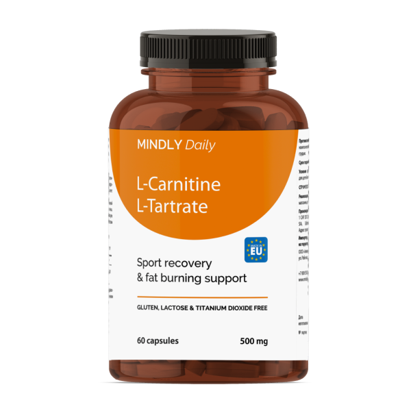 MINDLY Daily L-карнитин L-тартрат/L-carnitine L-tartrate капсулы по 0,79 г 60 шт