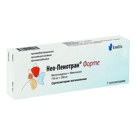 Нео-Пенотран форте суппозитории вагинальные 750 мг+200 мг 7 шт