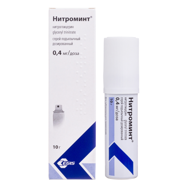 Нитроминт спрей подъязычный дозированный 0,4 мг/доза 10 г 180 доз