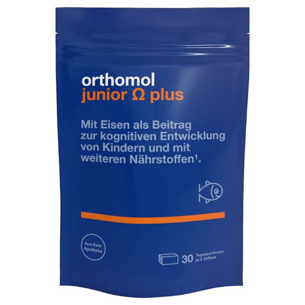Ортомоль Джуниор Омега плюс/Orthomol Junior Omega plus курс 30 дней жевательные ириски массой 5,0 г 90 шт