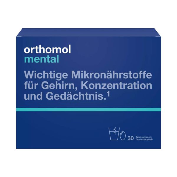 Ортомоль Ментал/Orthomol Mental курс 30 дней набор порошок массой 14 г+капсулы массой 683 мг+996,5 мг 1 уп