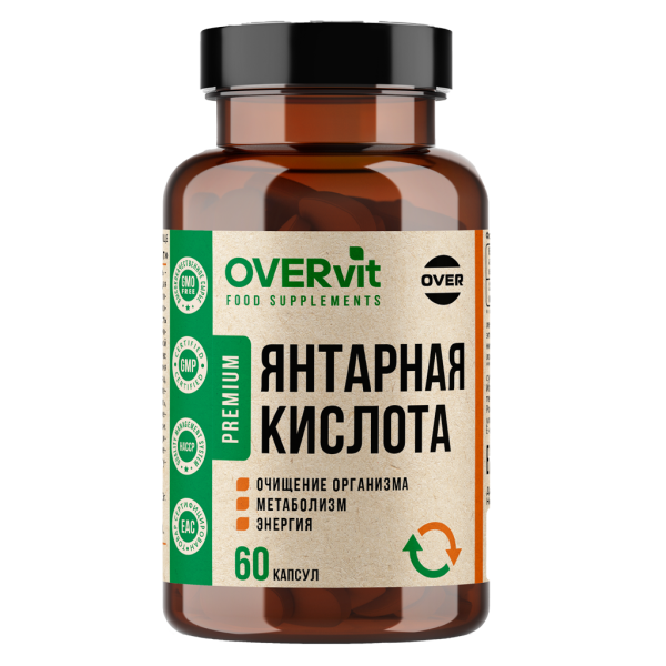 OVERvit Янтарная кислота 400 мг капсулы массой 620 мг 60 шт