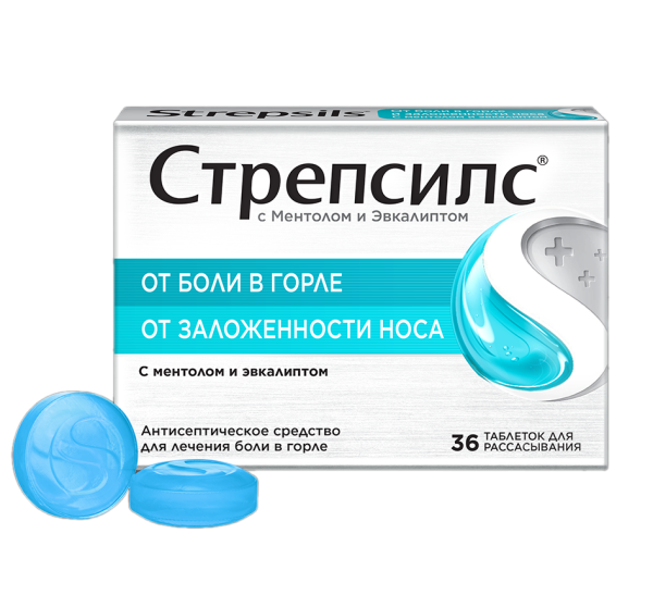 Стрепсилс с ментолом и эвкалиптом таблетки для рассасывания 36 шт