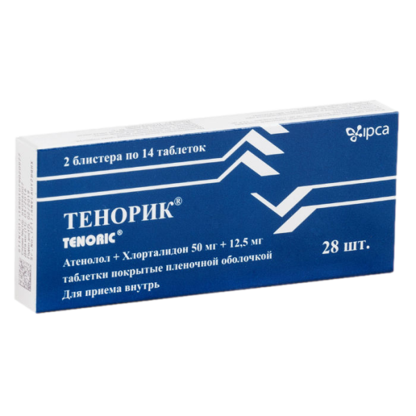 Тенорик таблетки покрытпленоб 50 мг+12,5 мг 28 шт