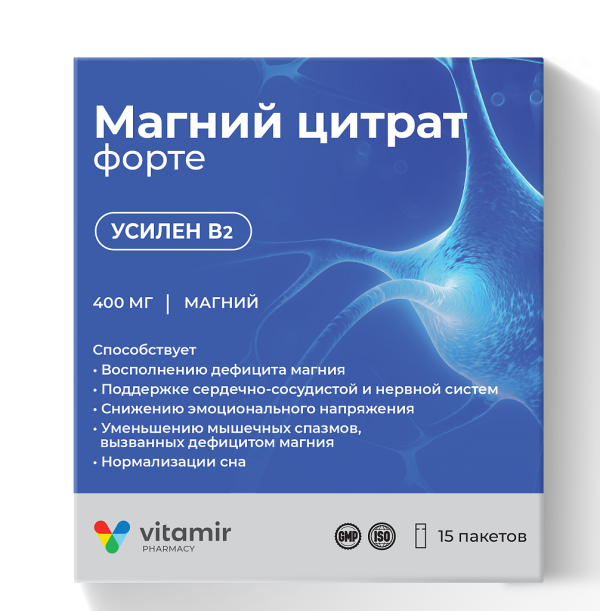 Витамир Магний цитрат форте 400 мг порошок в стик-пакетах по 6 г 15 шт