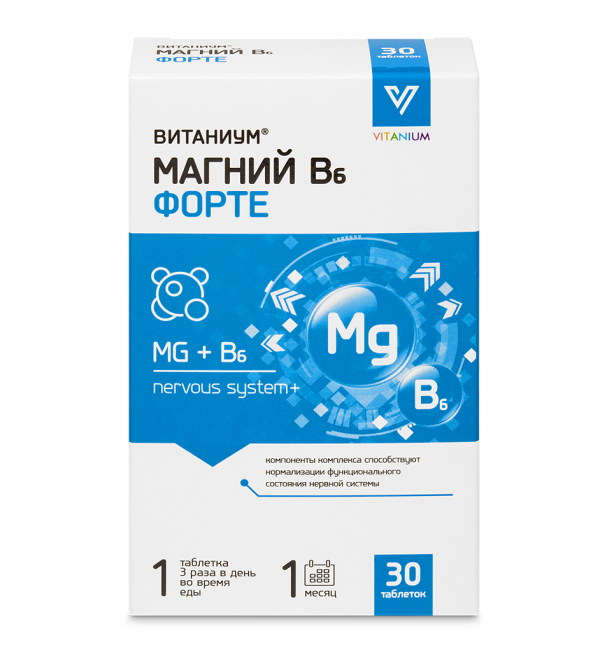 Витаниум Магний В6 Форте таблетки массой 1170 мг 30 шт