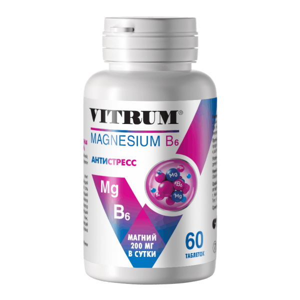 Витрум Магний В6/Vitrum Magnesium B6 таблетки покрытоб массой 1200 мг 60 шт